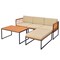 5 Piece Patio Furniture Set Acacia Wood Metal Outdoor Sofa Set Coffee Table Ottoman